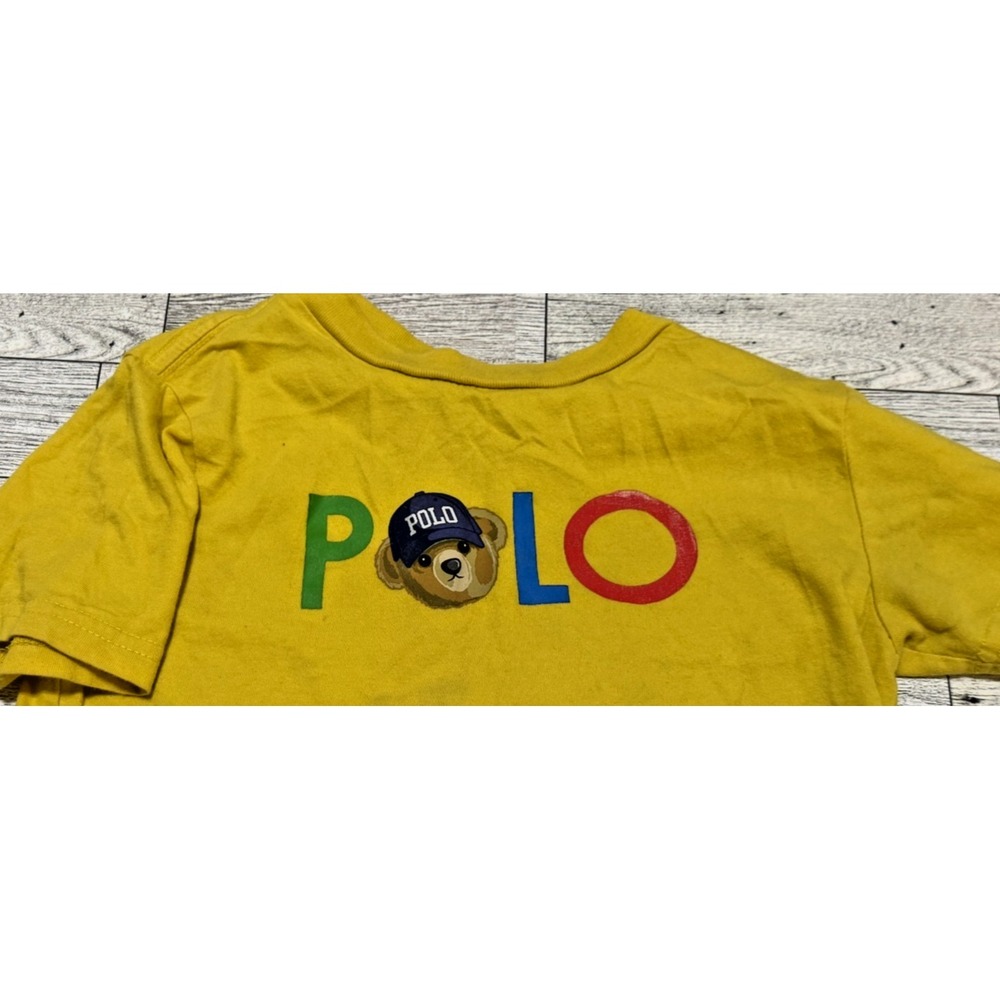 Polo Ralph Lauren Shirt Youth Toddler 4T Yellow Polo Bear Graphic T-Shirt Tee